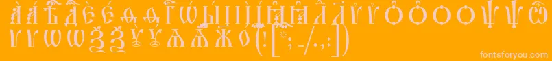 IrmologionCapsUcsSpacedout Font – Pink Fonts on Orange Background