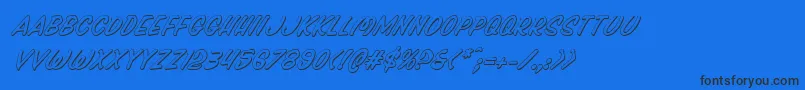 Шрифт Pressdarlingshadital – чёрные шрифты на синем фоне
