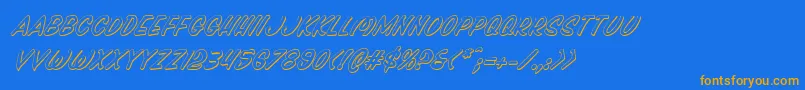 Pressdarlingshadital-Schriftart – Orangefarbene Schriften auf blauem Hintergrund