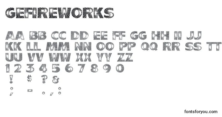 GeFireworks-fontti – aakkoset, numerot, erikoismerkit