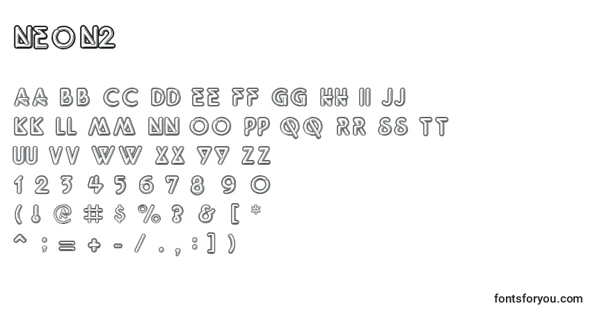 A fonte Neon2 – alfabeto, números, caracteres especiais