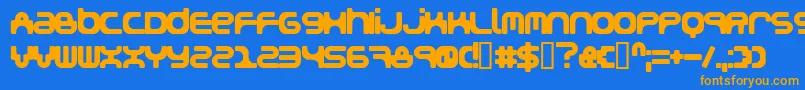 フォントSnakegirl – オレンジ色の文字が青い背景にあります。