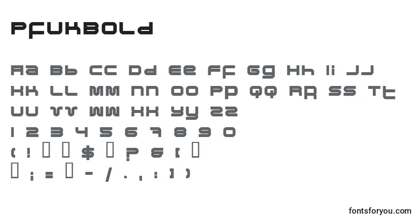 Schriftart PfukBold – Alphabet, Zahlen, spezielle Symbole