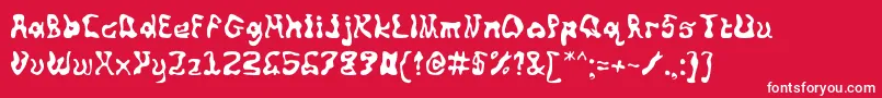 Squiggly Font – White Fonts on Red Background