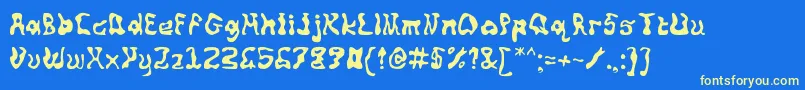 Squiggly Font – Yellow Fonts on Blue Background