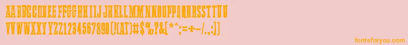 フォントLlamaMad – オレンジの文字がピンクの背景にあります。