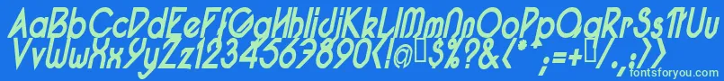 PacotillNarrowBoldItal Font – Green Fonts on Blue Background