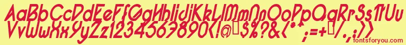PacotillNarrowBoldItal Font – Red Fonts on Yellow Background