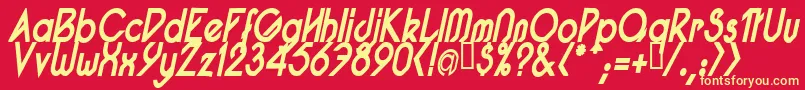 PacotillNarrowBoldItal Font – Yellow Fonts on Red Background