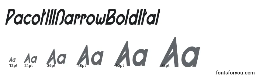 PacotillNarrowBoldItal Font Sizes