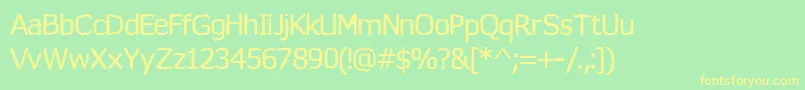 フォントWormfont – 黄色の文字が緑の背景にあります