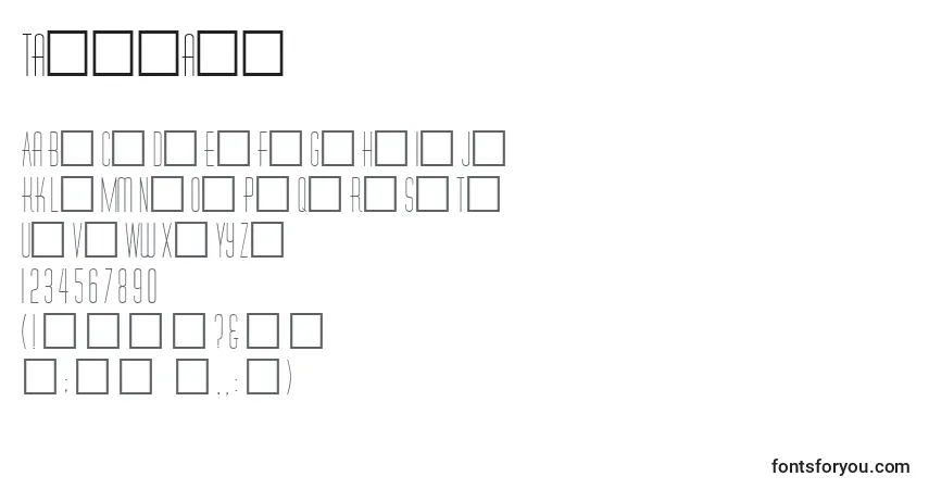 Czcionka Tallcaps – alfabet, cyfry, specjalne znaki
