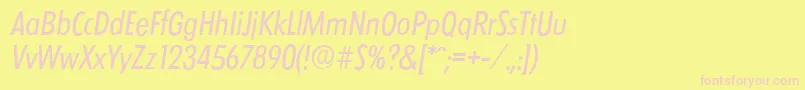 LimerickcdserialItalic Font – Pink Fonts on Yellow Background