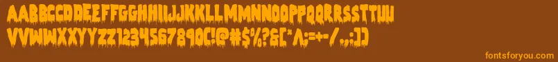 Zombiecontrolcond-Schriftart – Orangefarbene Schriften auf braunem Hintergrund