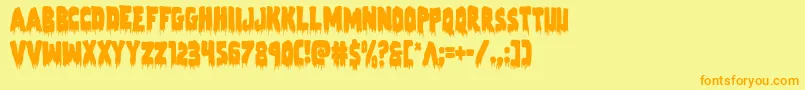 Zombiecontrolcond-Schriftart – Orangefarbene Schriften auf gelbem Hintergrund