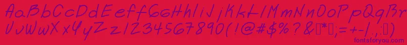 Astrid-Schriftart – Violette Schriften auf rotem Hintergrund