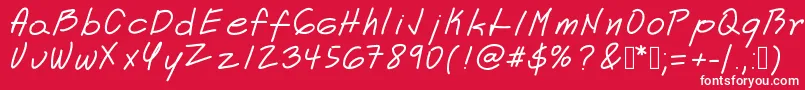 Astrid-Schriftart – Weiße Schriften auf rotem Hintergrund