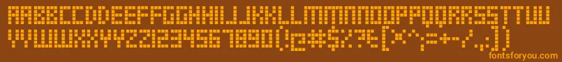 TrsMillionRg-Schriftart – Orangefarbene Schriften auf braunem Hintergrund