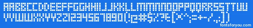 TrsMillionRg-Schriftart – Weiße Schriften auf blauem Hintergrund