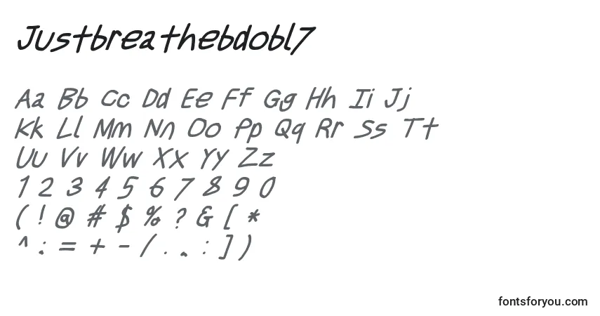 Schriftart Justbreathebdobl7 – Alphabet, Zahlen, spezielle Symbole