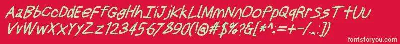Justbreathebdobl7 Font – Green Fonts on Red Background