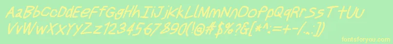 Justbreathebdobl7 Font – Yellow Fonts on Green Background