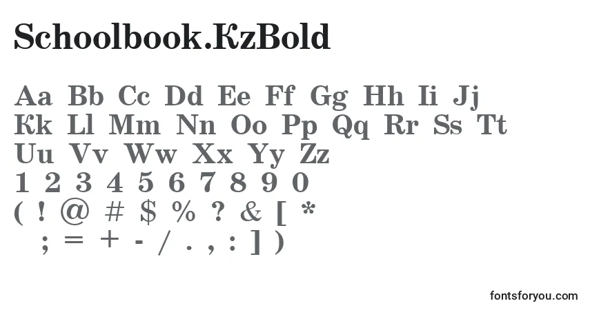 Schoolbook.KzBold-fontti – aakkoset, numerot, erikoismerkit