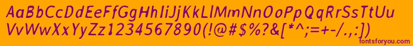 AveriasansItalic Font – Purple Fonts on Orange Background