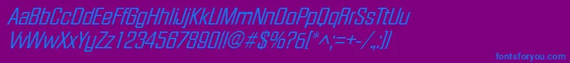 Czcionka FacetXitalicRegular – niebieskie czcionki na fioletowym tle