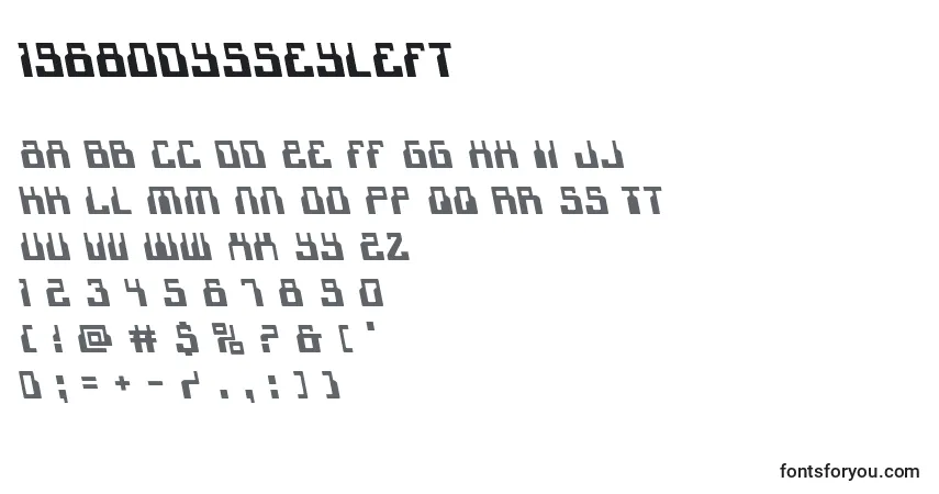 Schriftart 1968odysseyleft – Alphabet, Zahlen, spezielle Symbole