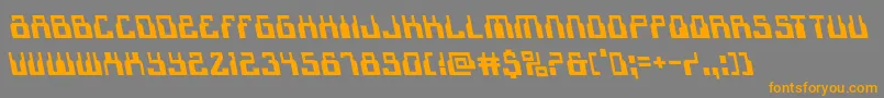 フォント1968odysseyleft – オレンジの文字は灰色の背景にあります。