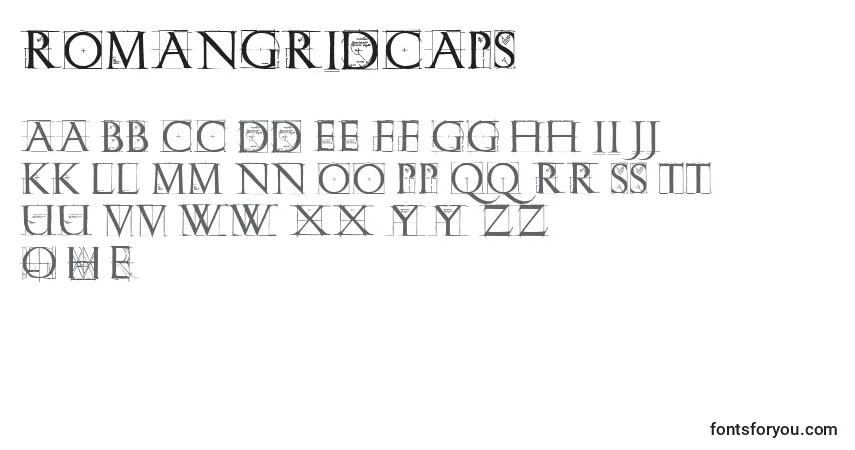 A fonte Romangridcaps – alfabeto, números, caracteres especiais