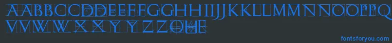 Romangridcaps Font – Blue Fonts on Black Background