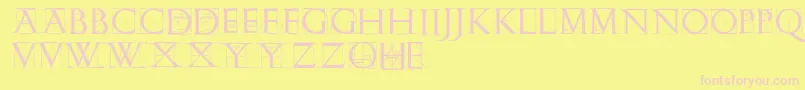 Romangridcaps Font – Pink Fonts on Yellow Background