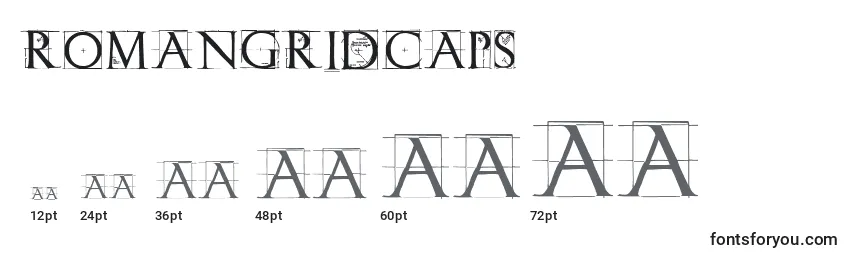 Размеры шрифта Romangridcaps