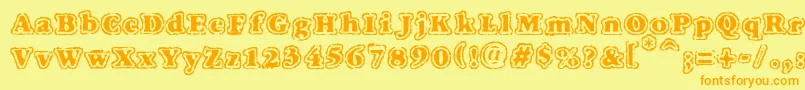 Vtcfuzzypunkyslippers Font – Orange Fonts on Yellow Background