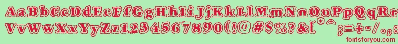 Vtcfuzzypunkyslippers Font – Red Fonts on Green Background