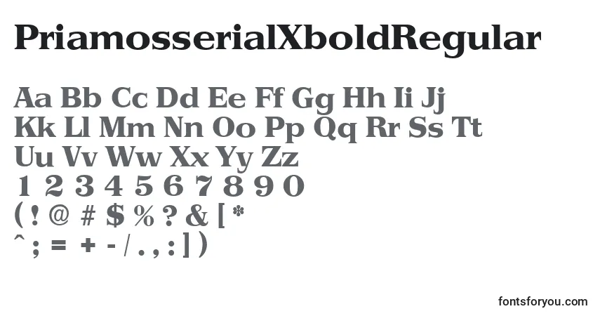 Schriftart PriamosserialXboldRegular – Alphabet, Zahlen, spezielle Symbole