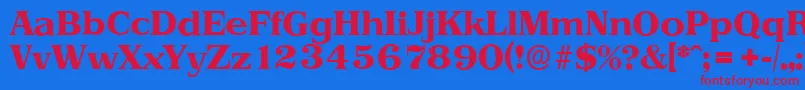 PriamosserialXboldRegular-Schriftart – Rote Schriften auf blauem Hintergrund