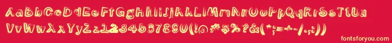 フォントSmokeContourItalic – 黄色の文字、赤い背景