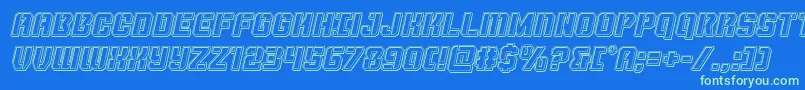 Thundertrooperengraveital Font – Green Fonts on Blue Background