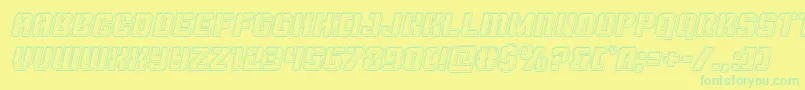フォントThundertrooperengraveital – 黄色い背景に緑の文字
