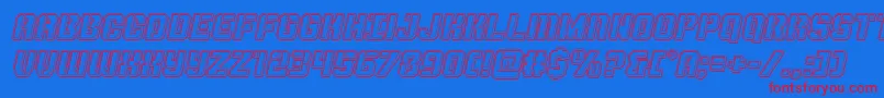 Thundertrooperengraveital Font – Red Fonts on Blue Background