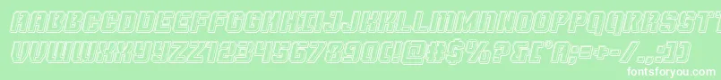 Шрифт Thundertrooperengraveital – белые шрифты на зелёном фоне