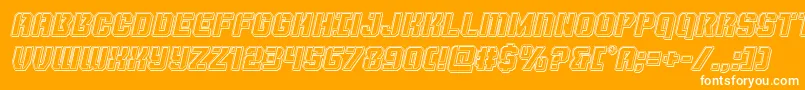 Thundertrooperengraveital-Schriftart – Weiße Schriften auf orangefarbenem Hintergrund