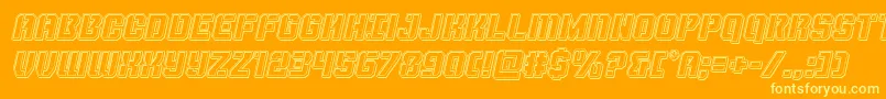 Шрифт Thundertrooperengraveital – жёлтые шрифты на оранжевом фоне