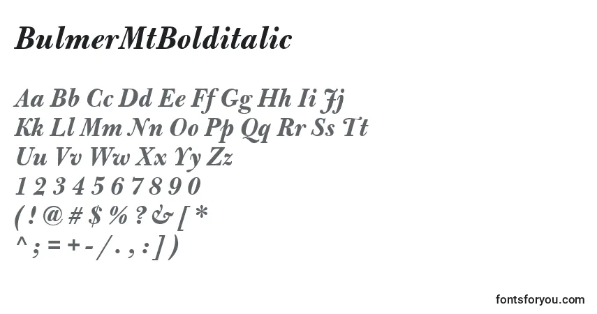 A fonte BulmerMtBolditalic – alfabeto, números, caracteres especiais