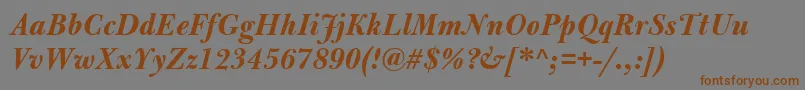 フォントBulmerMtBolditalic – 茶色の文字が灰色の背景にあります。