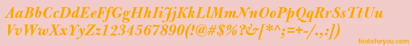 BulmerMtBolditalic-Schriftart – Orangefarbene Schriften auf rosa Hintergrund