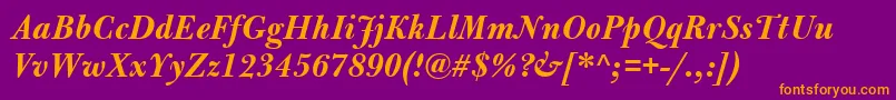 BulmerMtBolditalic Font – Orange Fonts on Purple Background